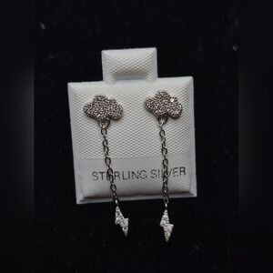 .925 Sterling Silver Dangling Cloud and Thunder Earrings, Jewelry  Brand new
